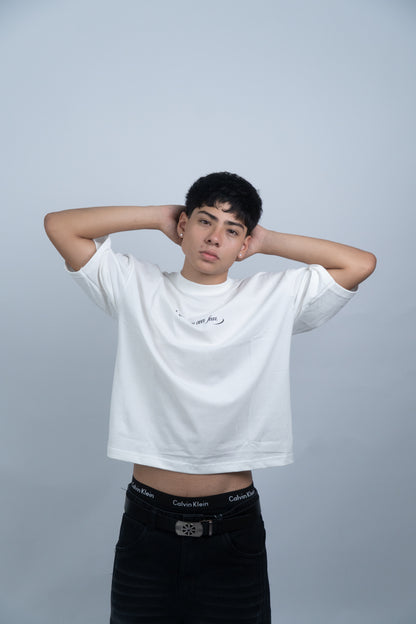 Polo oversized blanco “Money Talks”